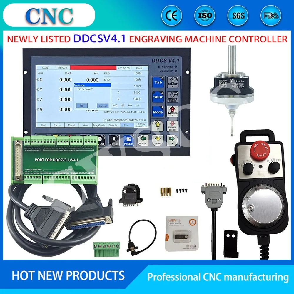 

CNC Kit DDCSV4.1 3 Axis 4 Axis Offline Engraving Machine Motion Controller Probe Edge Finder V5 Anti-Roll 3D Center Rod MPG