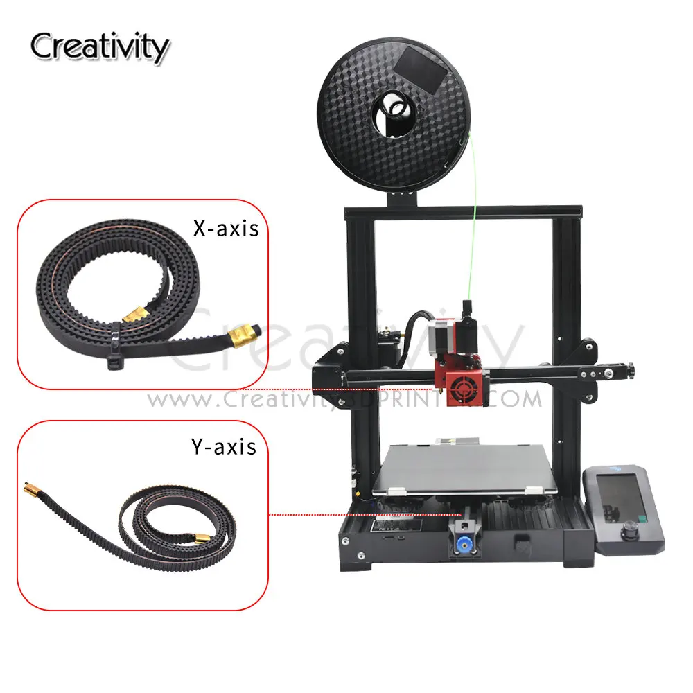 Correa síncrona de eje X + Y GT2, ancho 6mm, Terminal de correa de distribución abierta, correa de goma 2GT para Ender-3 Ender 3 Pro Ender 3 V2