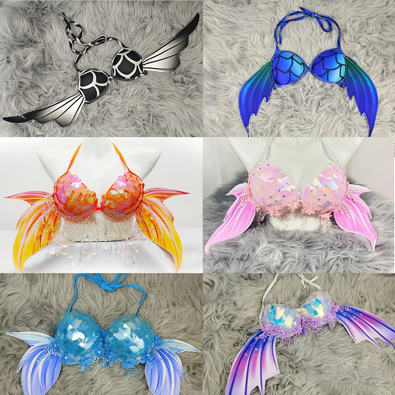 

Multi-Style Wings Sequins Mermaid Corset Bikini Bra Oceanarium Performance Clothing Bar Belly Dance Corset