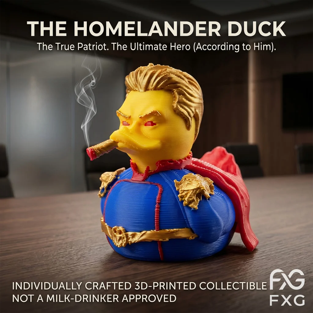 Patriotic Hero Duck Figurine Ornament, Desk Paperweights, Office Desk Supplies, Dark Superhero Style Desk Decor Accent