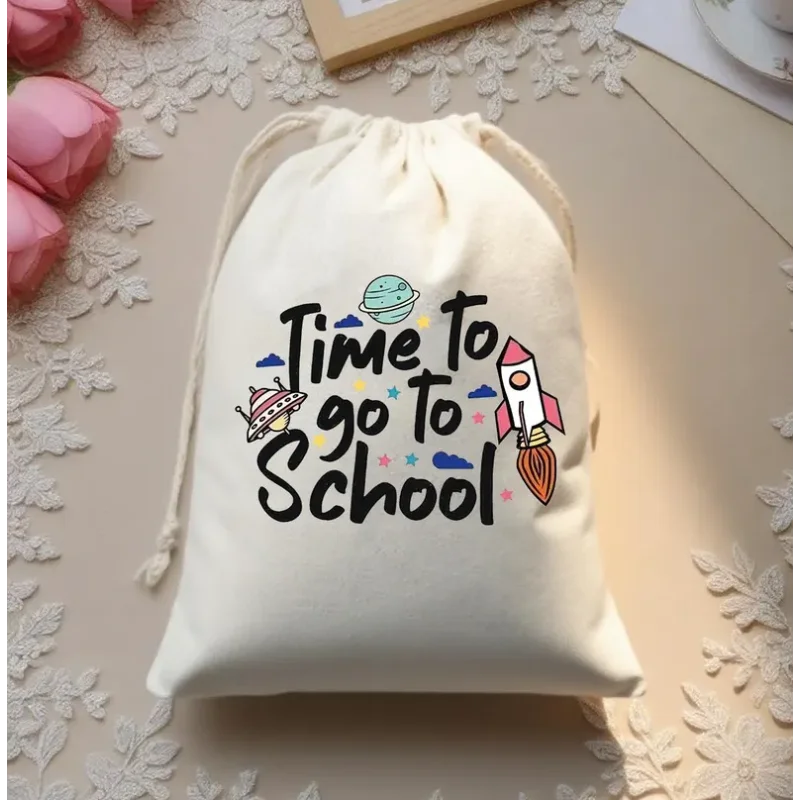 

5pcs 5x7in Personalized Back To School Gift Bag Happy First Day Thank You Teacher Custom Gift Bag for Back To School Decoration