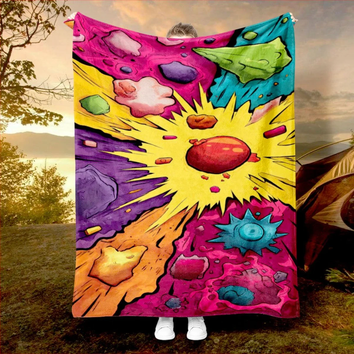 

Фланелевое одеяло с ярким каменным узором - кровать, диван, офис, путешествие, подарок, украшение, стул, комфорт и тепло, Рождество