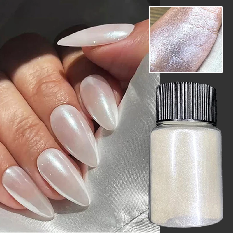 10g/butelka perły biały Pigment do paznokci brokat Aurora proszek do paznokci fioletowy chromowany brokat Pigment Pigment UV Manicure proszek do zanurzania