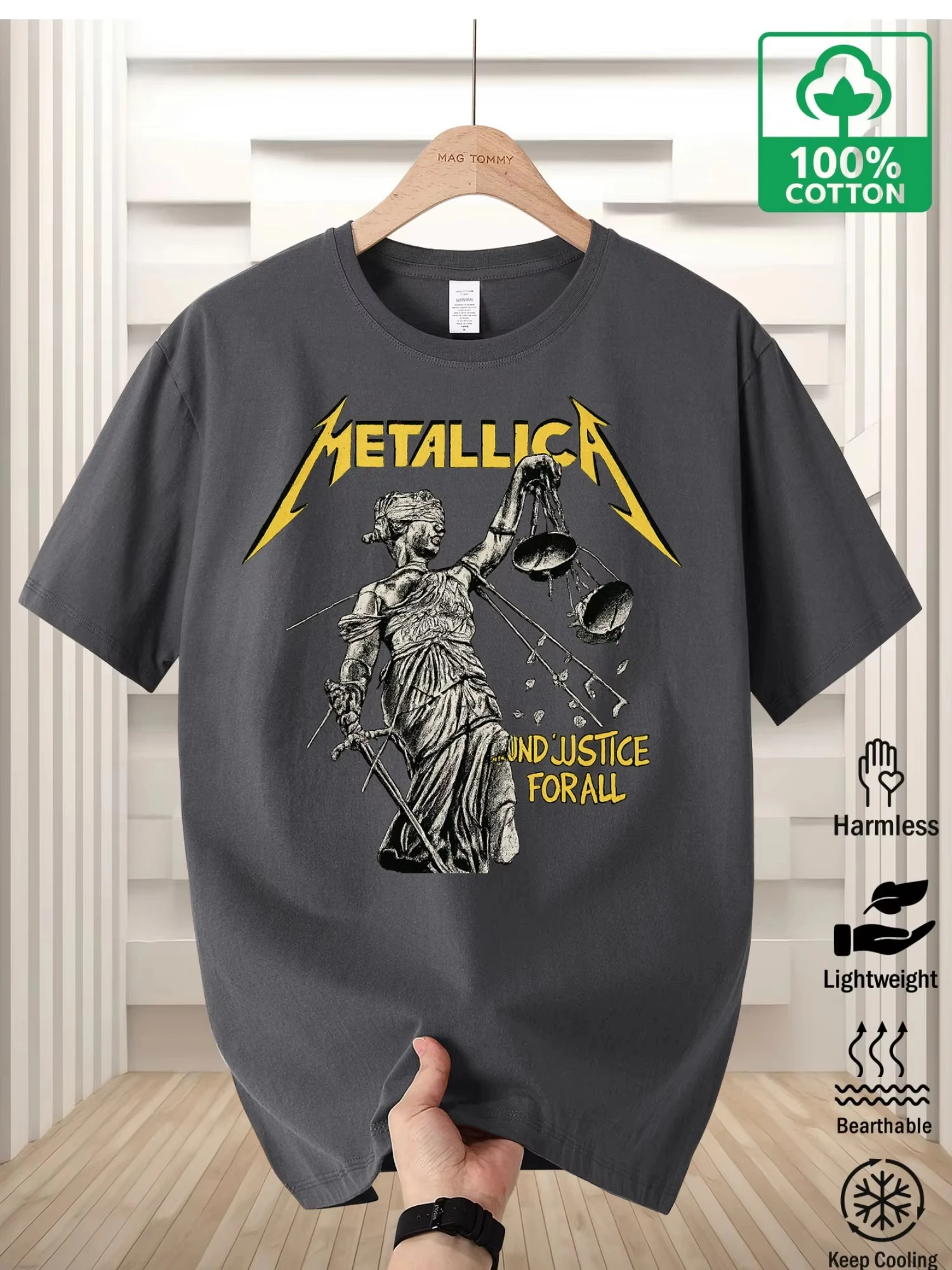 2026 Libera seu Thrasher Inner Metallica e Justiça para todas as camisetas gráficas oficiais – Camisa masculina de banda de heavy metal