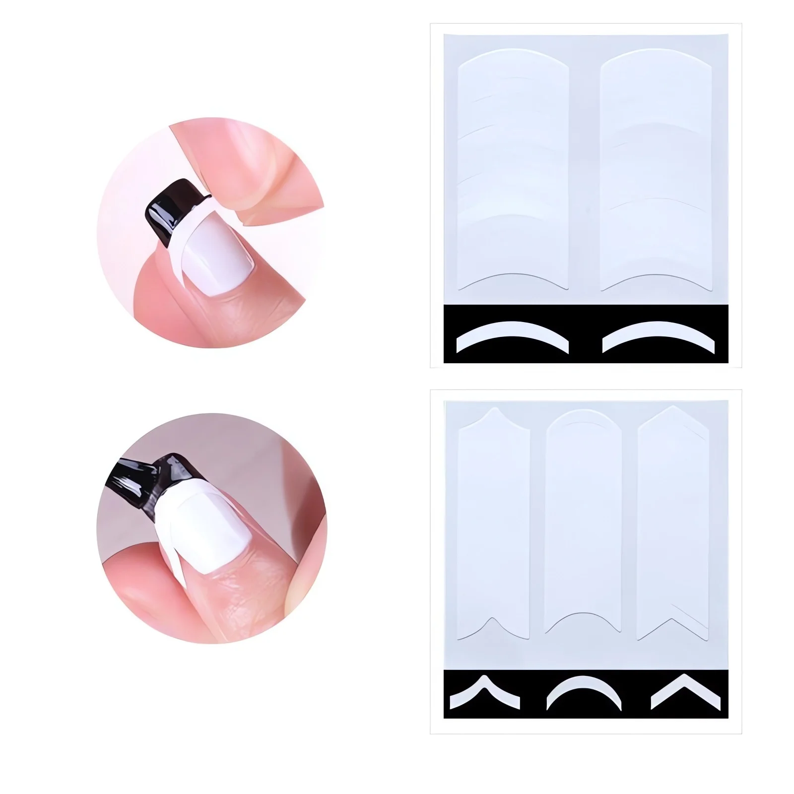 10 PCS Line Design French Nail Art Stickers - Self-Adhesive Nail Tips Guides for DIY Decoration - Fringe Tip Decal Stencil Tools