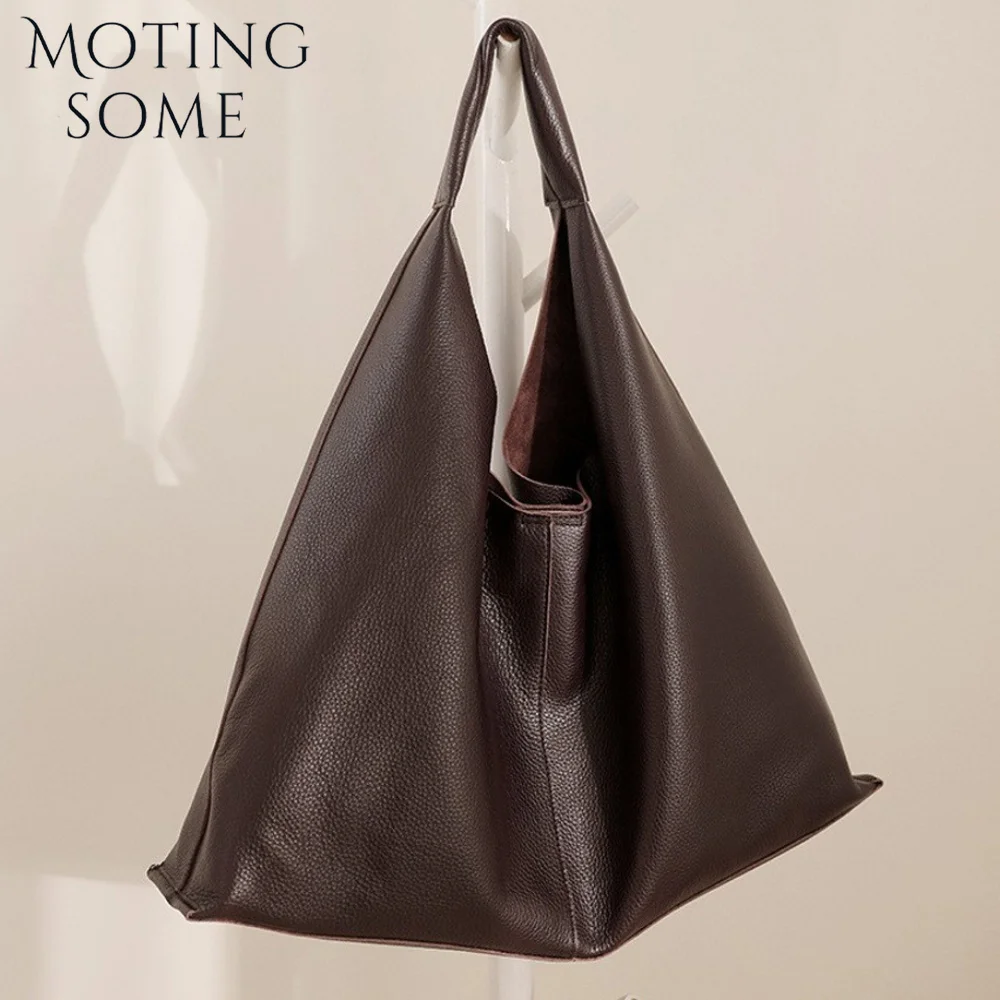

MOTINGSOME 100% Natural Leather Cowhide Tote Bags Woman Soft and Large Capacity Handbag Minimalism Fashion Shoulder Bag 2026