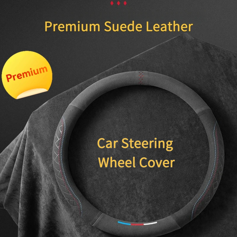

Soft Suede Auto Steering Wheel Cover Non-Slip Grip Breathable Design Universal 38cm Fit for Enhanced Driving Comfort