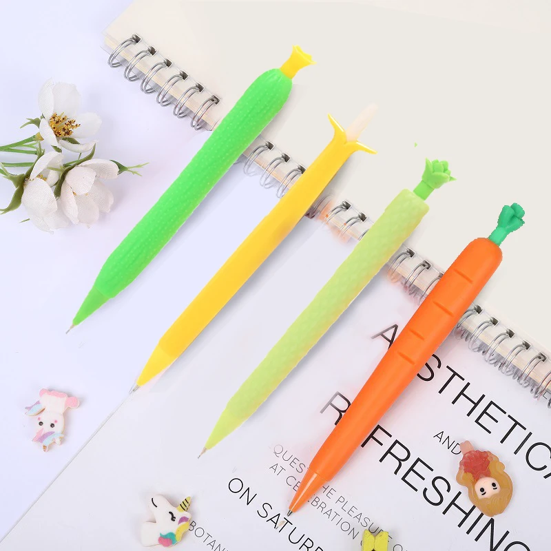 24 Pcs 0.5mm New Fruit-shaped Pencils and Vegetables Mechanical Pencil Free-cutting Student Kawaii School Stationery Wholesale