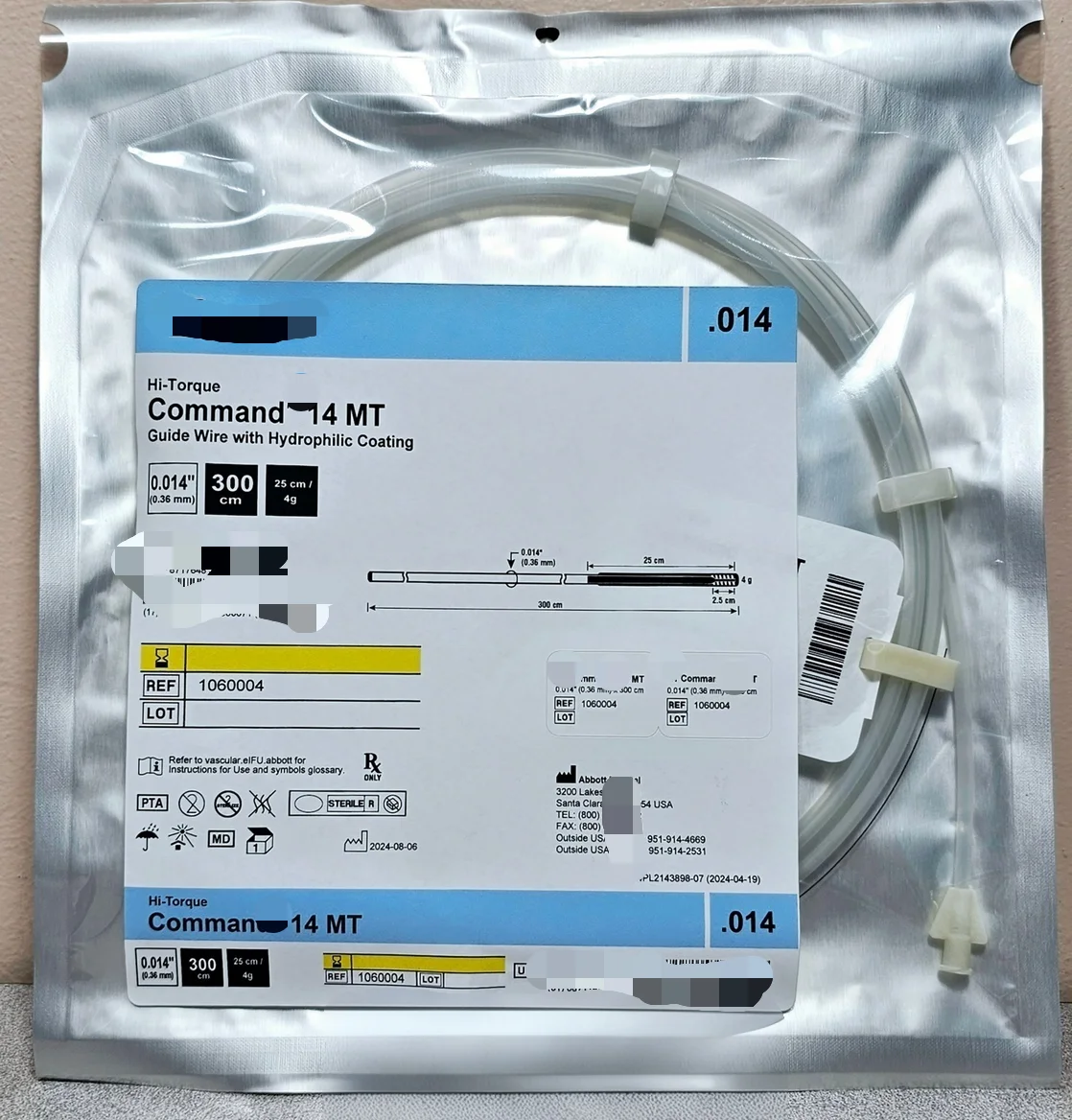 OEM Veterinary Abbott HI-TORQUE Command ES Workhorse Guide Wire for Peripheral Angioplasty Medical PTA