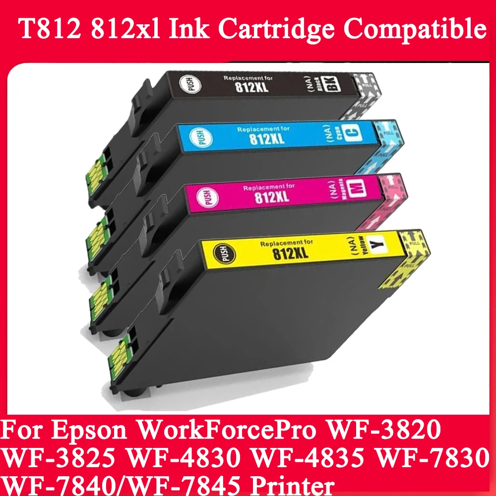 

T812 812xl Ink Cartridge Compatible for Epson WorkForcePro WF-3820 WF-3825 WF-4830 WF-4835 WF-7830 WF-7840 WF-7845 Printers