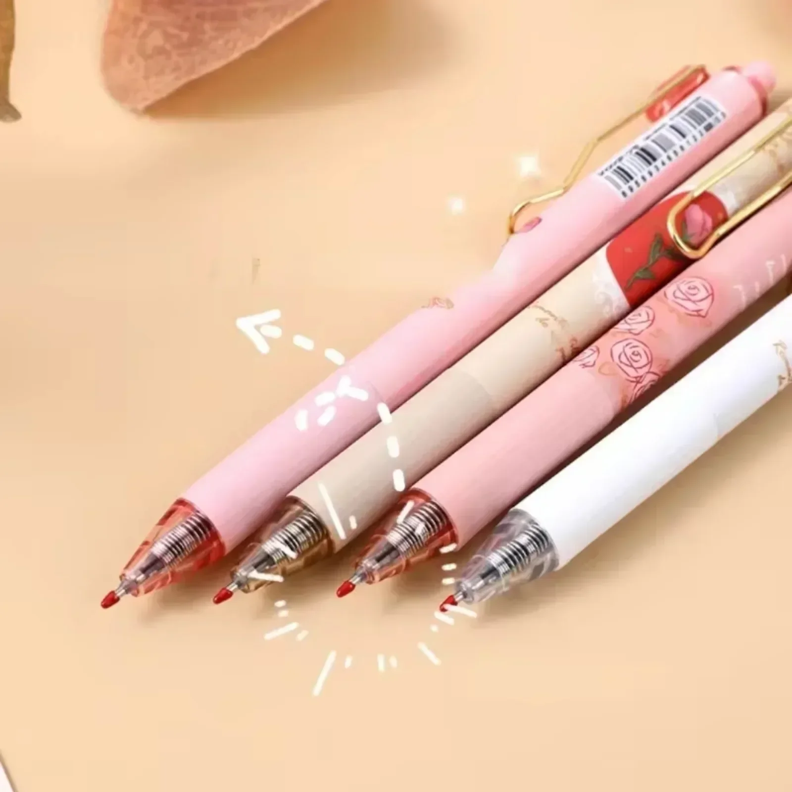 4 Pcs/Set  Rose Gel Pen Gel Pen School Office Supplies Stationery Gift 0.5mm Black Ink