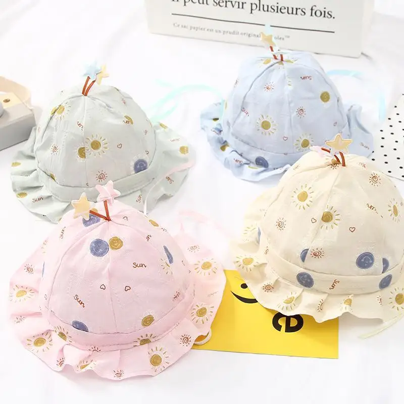 

Летняя детская панама для улицы с милыми звездами, для мальчиков и девочек, солнцезащитная шляпа для младенцев и малышей