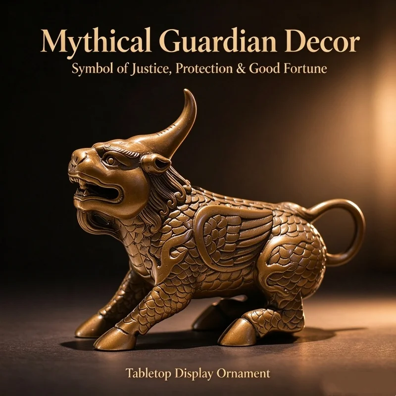 Xiezhi Statue Chinese Justice Beast Figurine Desktop Decoration Collectible Brass Ornament Gift For Lawyer Judge Home Decor