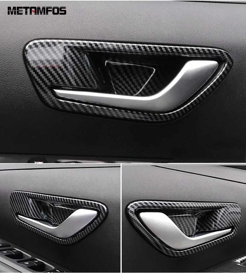 For Hyundai Tucson 2021-2024 2025 Carbon Fiber Inside Door Handle Bowl Cover Trim Decoration Frame Inner Accessories Car Styling