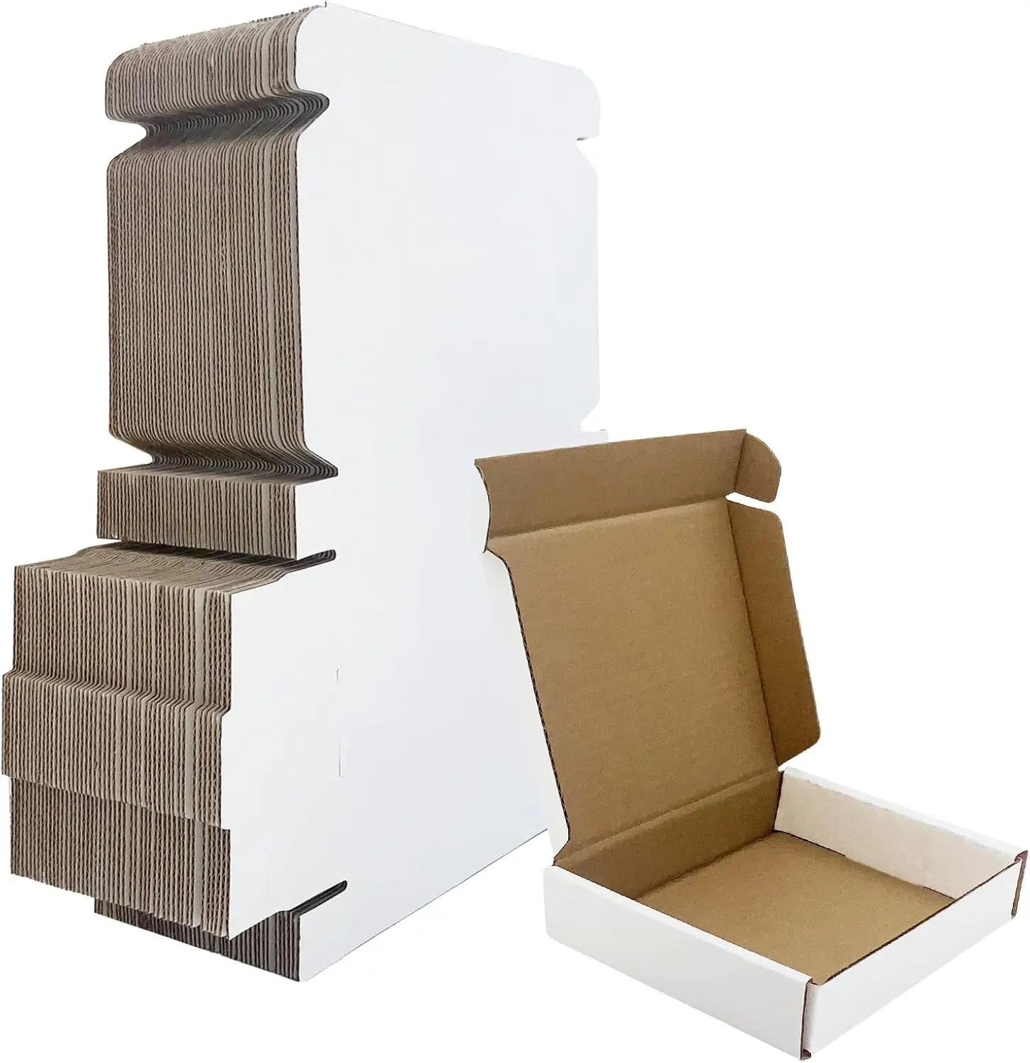 

50 Pack 6x5x1 inch White Shipping Boxes, Small Corrugated Mailers for Business Gifts