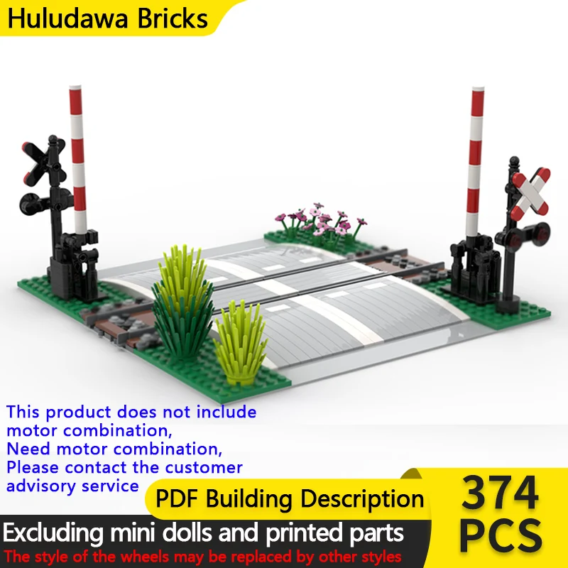 

City Street View Model MOC Building Bricks Railway Level Crossing Modular Technology Children Holiday Gifts Assemble Toys Suit