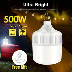 Bombillas de lámpara LED recargables por USB para exteriores, luz de emergencia de alto brillo, gancho para acampar, pescar, linterna portátil, luces nocturnas