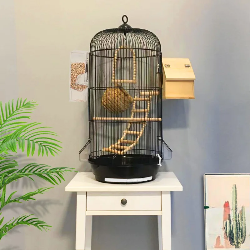 New Luxury Breeding round Bird Cage Peony Xuanfeng Finch Big Brother Tiger Skin Metal Villa Large Parrot Cage