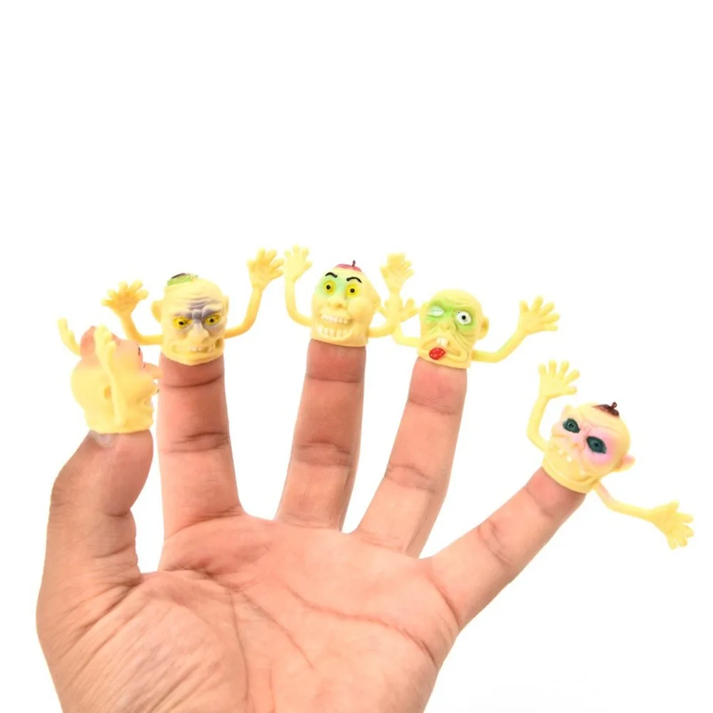 6 Pcs Resin Halloween Ghost Head Finger Soft Unisex Telling Story Puppets Hand Portable Halloween Interactive Gift Kid