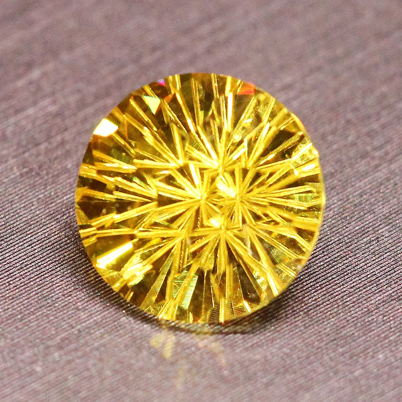 

Golden yellow zircon CZ stone beads for jewelry making gemstones women DIY round shape Pyrotechnic cut