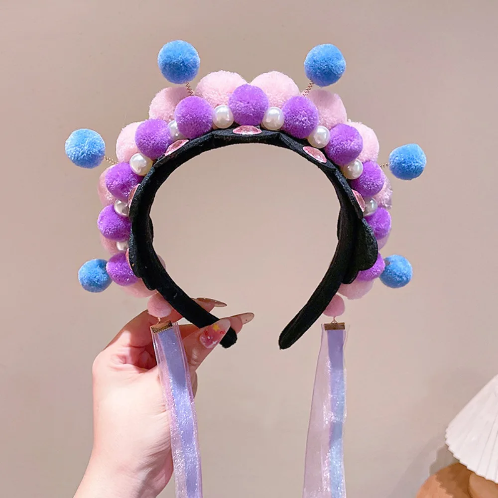 

Tassel Beijing Opera Headband Tang Suit Hair Hoop Hanfu Headwear Girl Hair Accessories Pearl Chinese New Year Headwear Daily