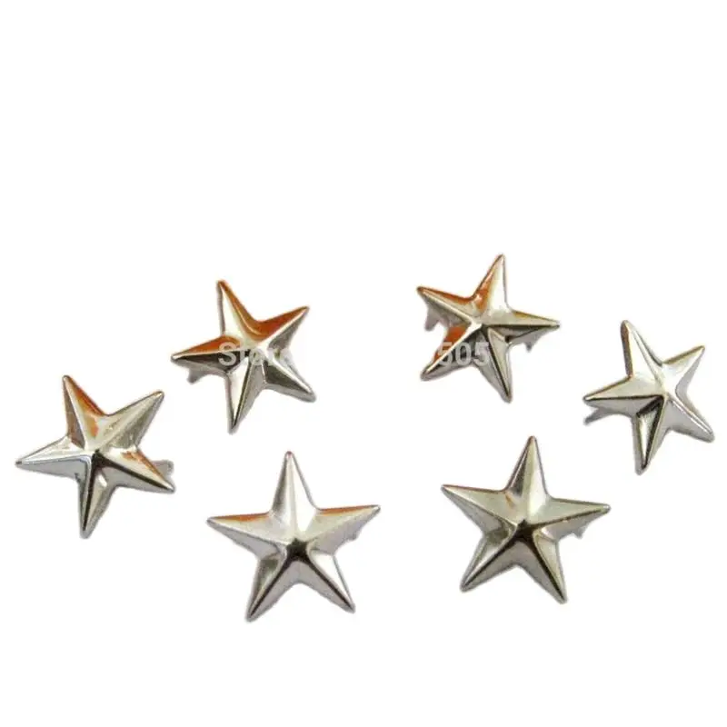 100pcs/lot 15mm metal Silver / Golden Plated Star Rivet Spike Stud Punk  DIY Dropshipping Punk Rivet Clothes Decorative Rivet