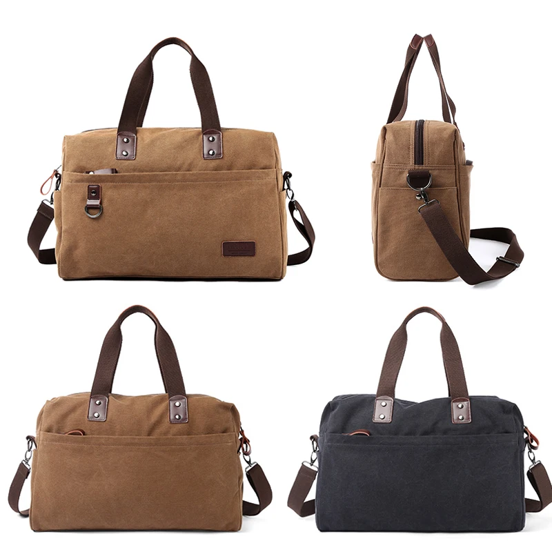 Bolso de mano de lona para hombre, bolsa de negocios informal para ordenador portátil de 15,6 pulgadas, bolso de hombro de viaje de alta calidad, a