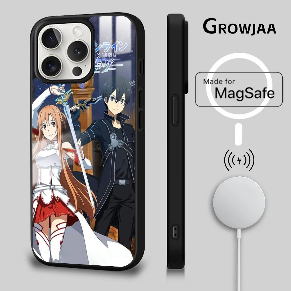 

Anime S-Sword Art Online Phone Case For iPhone 15 14 13 12 11 Pro Max Plus Mini Mirror Magnetic Cover Funda Magsafe Case