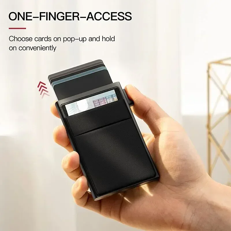 محفظة معدنية رفيعة تحجب RFID للرجال - حامل حافظة بطاقات سحرية ذكية بسيطة مع حماية لمعرف البنك وبطاقات الائتمان