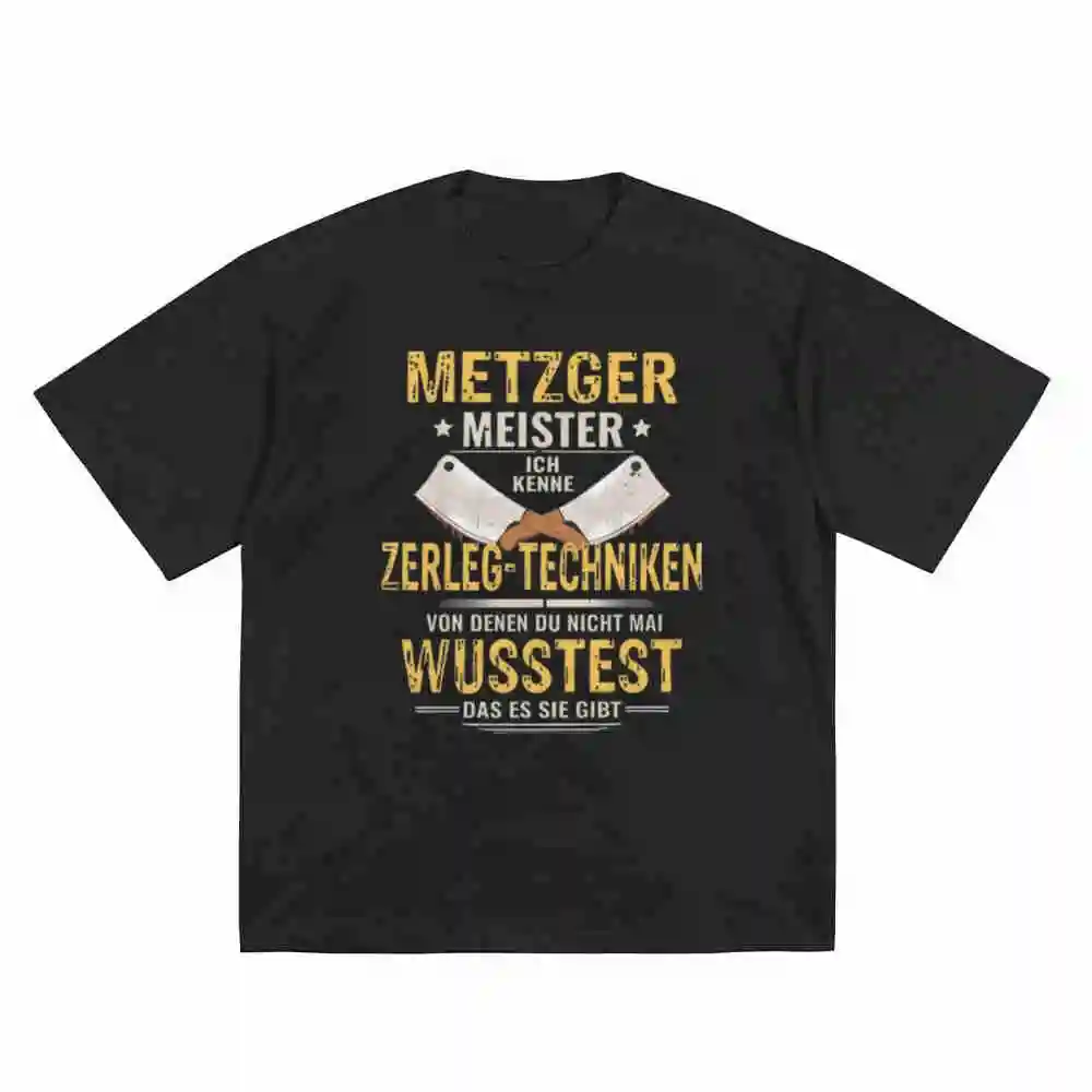 German Butcher Metzger Meister Meat Cuts Short Sleeve Tee 100% Cotton T-Shirt