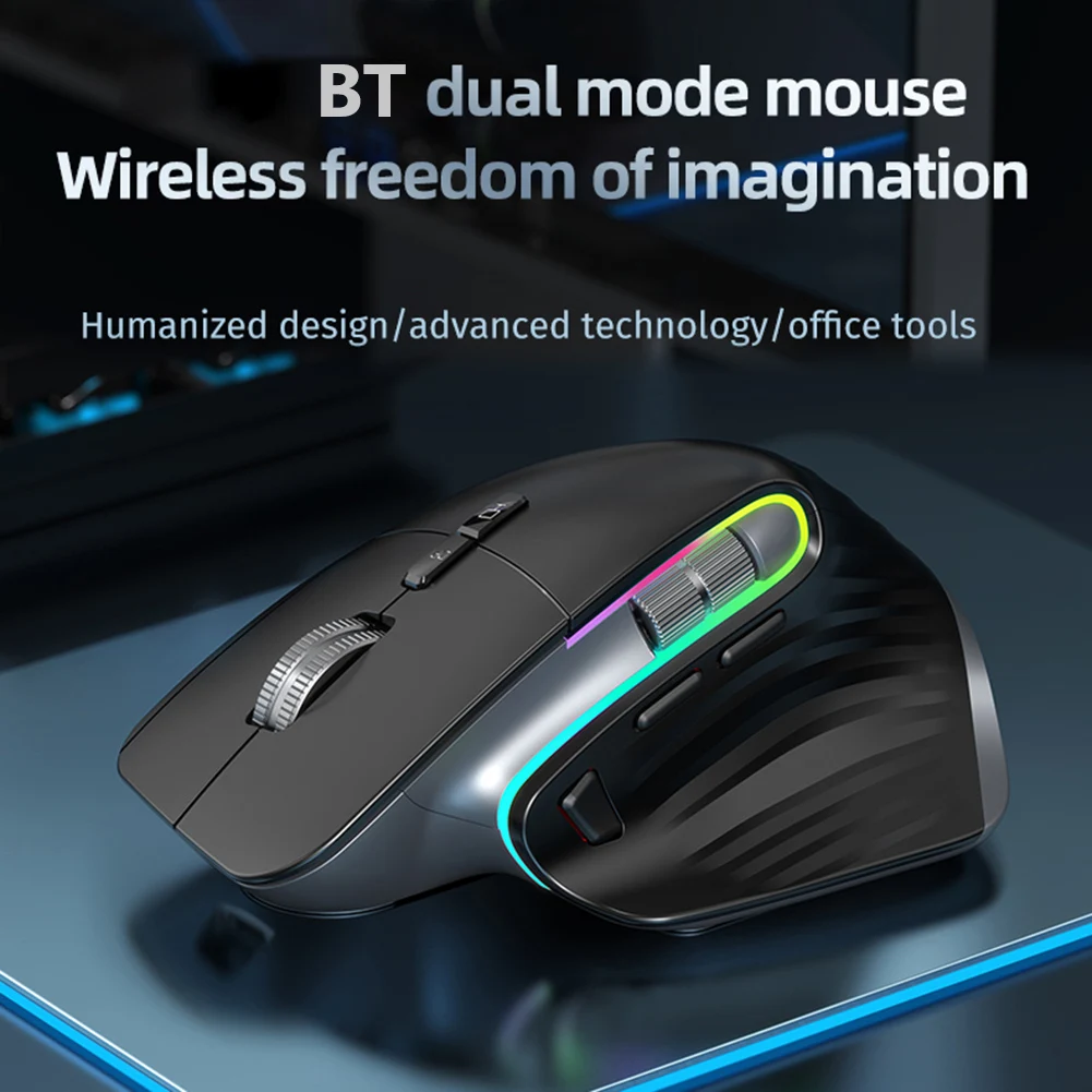 Multi-Device Wireless Mouse 1000-4000DPI Bluetooth-Compatible 5.0+2.4G Right Hand Computer Mice Optical Gamer Mice for Laptop PC