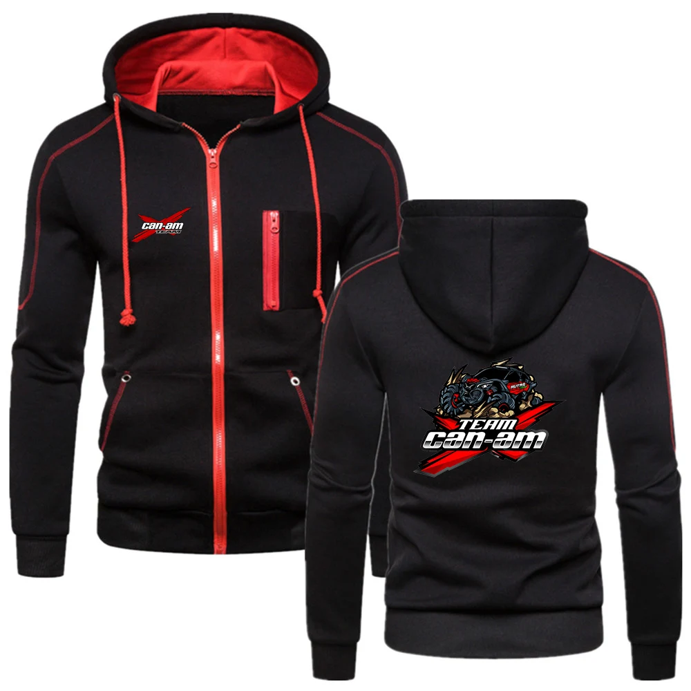 

2023 Spring Autumn Newest Mens Can Am Team Spyder Motorcycles Print Casual Hoodie Zip Up Cardigan Cotton Hooded Sweatshirt Coat