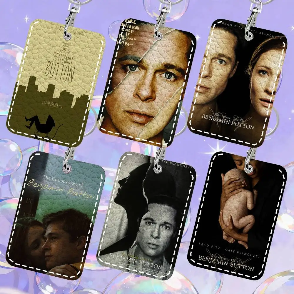 The C-Currious Case Of Benjamin Button Fantas Movie Card Case Keychain Access Card Bag Key Tag Ring Leather Card Holder Key Ring