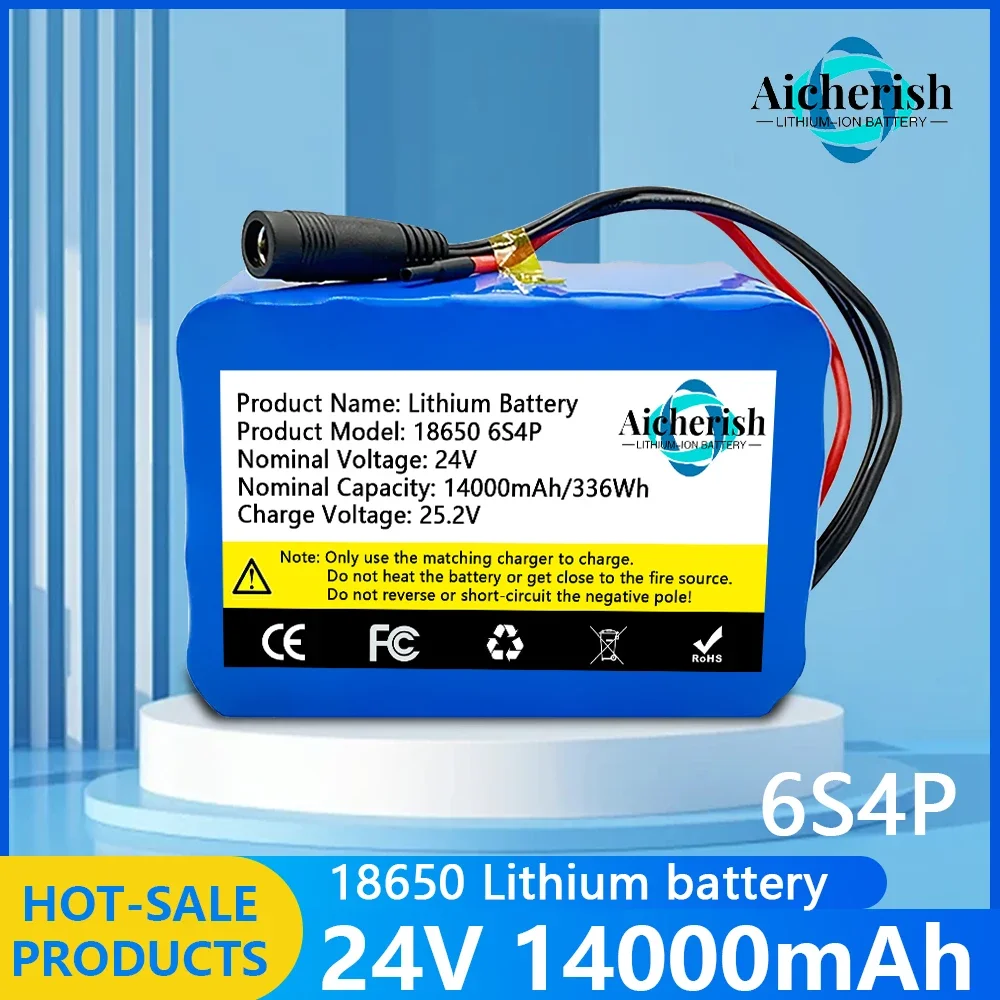 

New 24V 6S4P 14000mAh Battery Pack 25.2V Rechargeable Lithium Battery Electric Scooter Wheelchair Bicycle Batteries with Charger