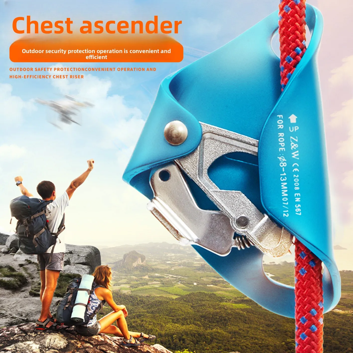 

Climbing Chest Ascender Outdoor Rock SRT Professional Device Mountaineer Chest Ascender Climbing Rope Tools Aviation Aluminum