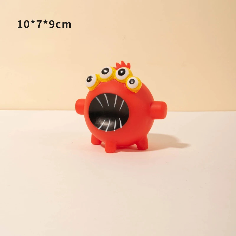 1pc-Rubber Toy Creative Voice Little Monster, Gnash-resistant One-eyed Monster Pig Pig Dog Toy