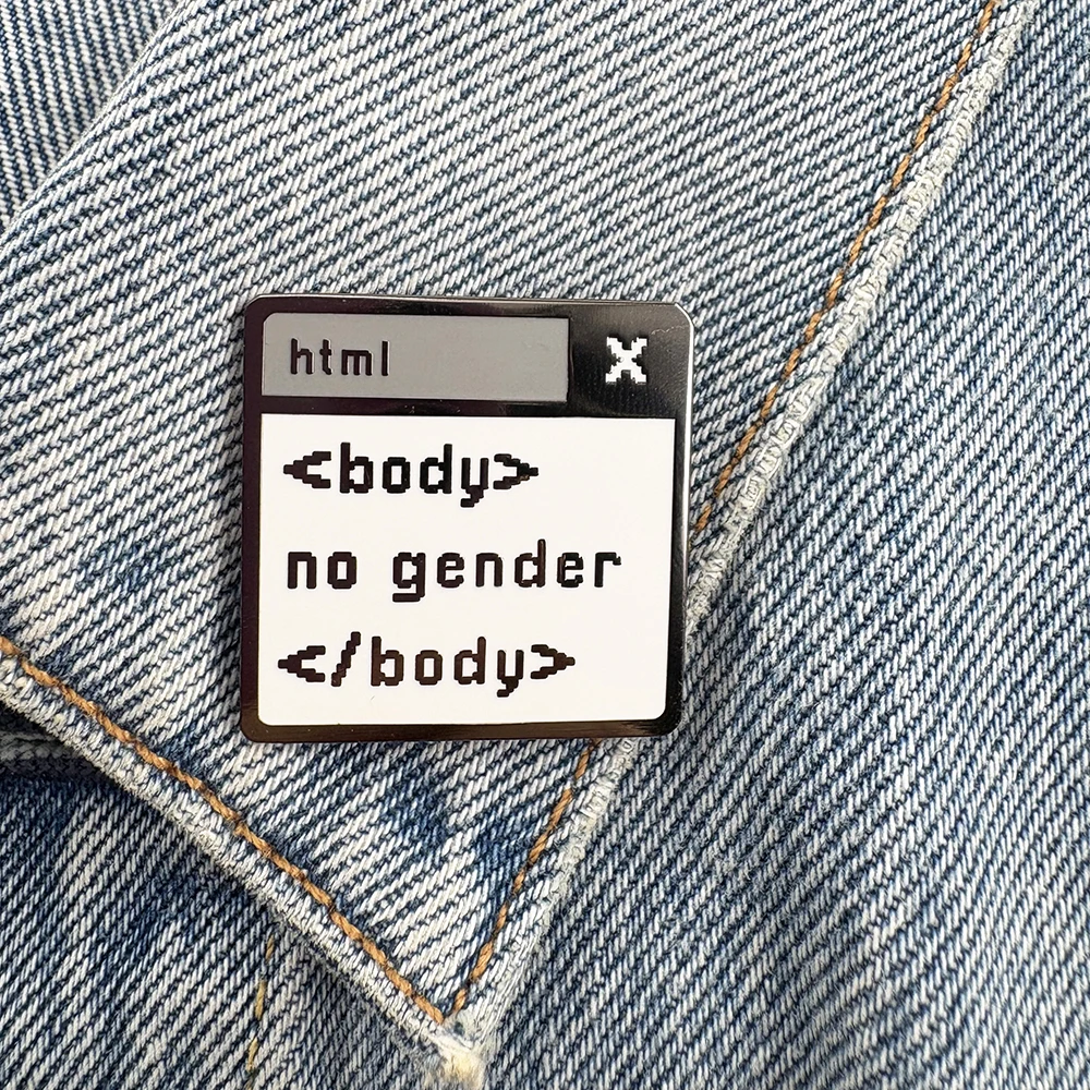 Html الجسم لا الجنس المينا بروش المتحولين جنسيا عبر/غير ثنائي التلبيب دبوس Html-المبرمج تذكارية هدية شارة الملحقات جمع