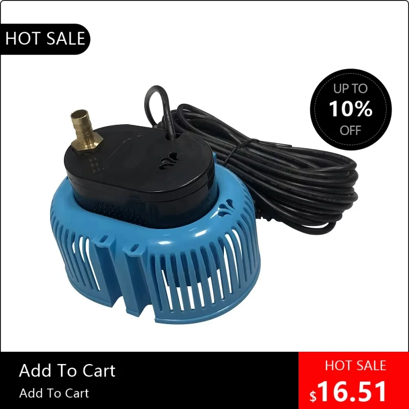 

Погружной насос для покрытия бассейна 08170, 1/10 л.с., 75 Вт, 540 галлонов/час, 120 В, для очистки воды