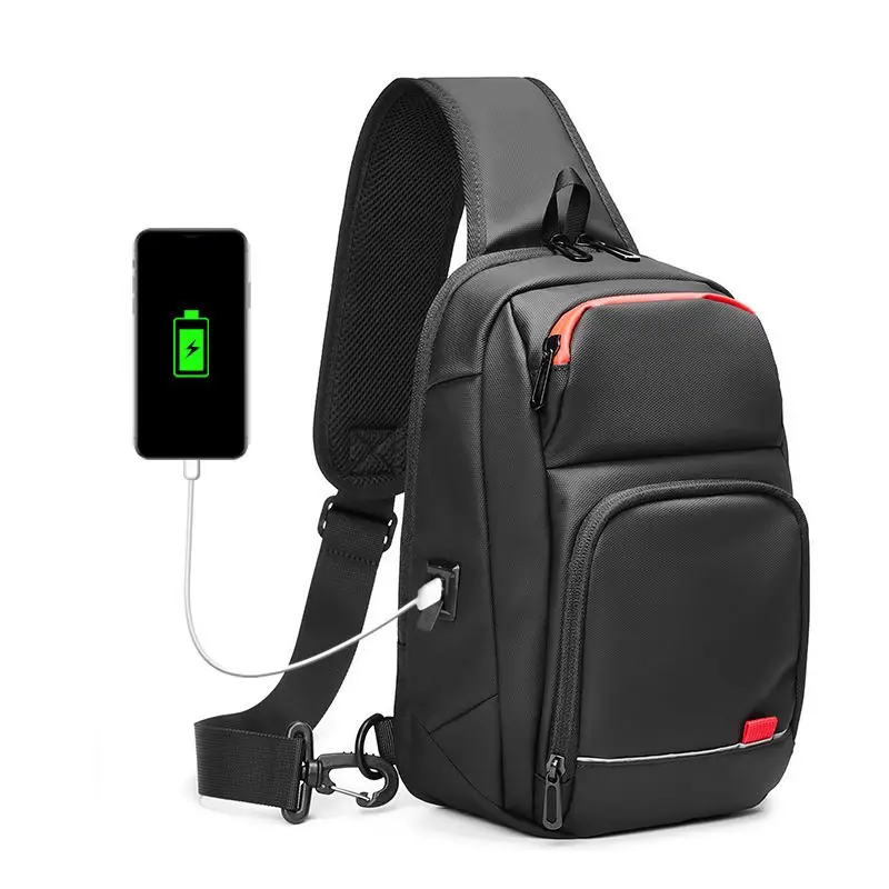 EURCOOL-Bolso de hombro multifunción para hombre, bolsa cruzada impermeable con puerto USB, informal, antirrobo