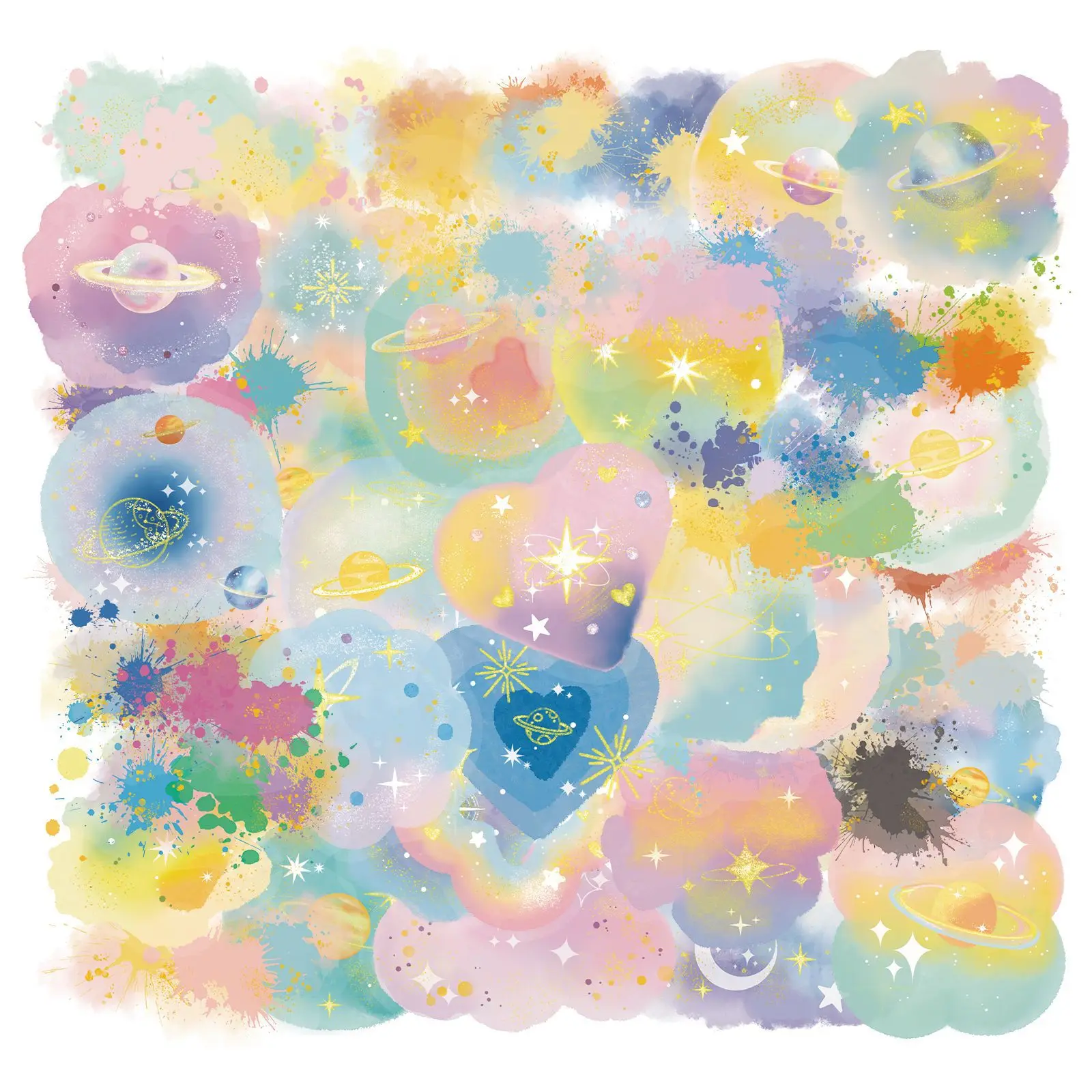 50Pcs Watercolor Cloud Transparent Stickers Dreamy Artistic Waterproof Decals for Journal Laptop Phone Notebook Luggage