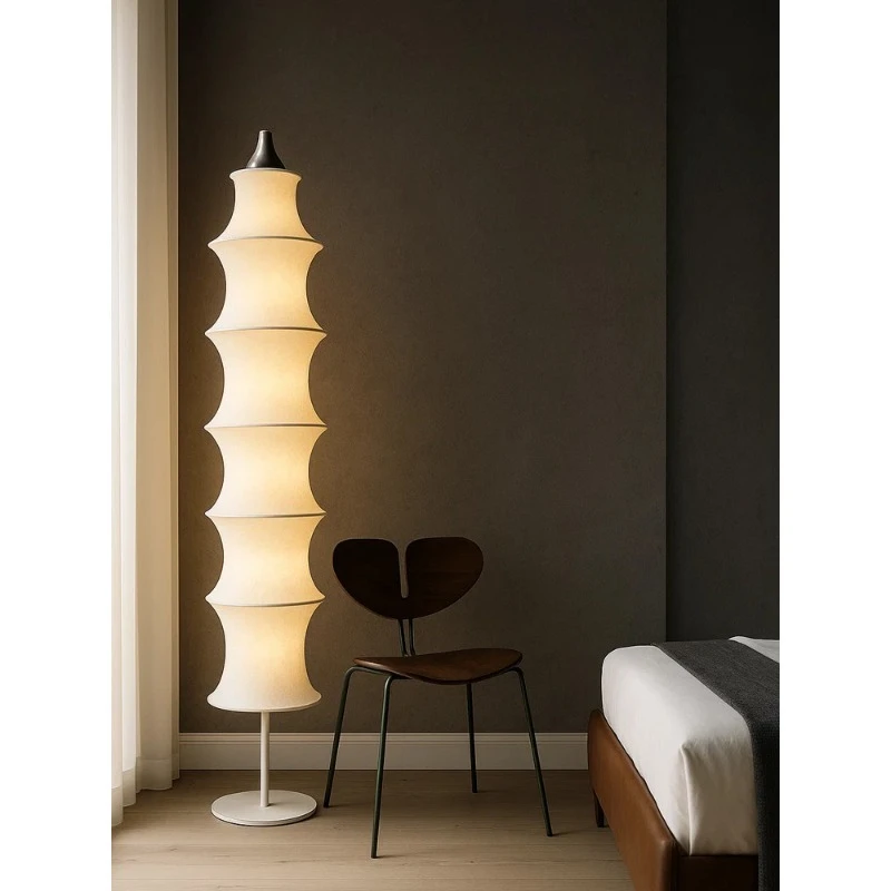 French bamboo imitation silk Japanese retro homestay art living room bedroom wabi sabi cream wind floor lamp