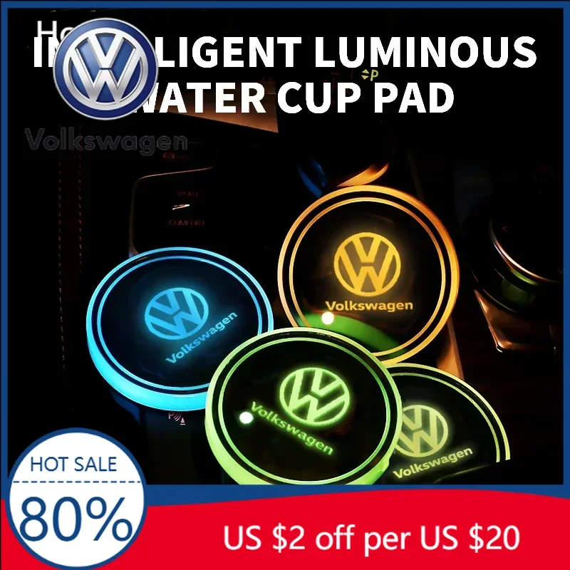 

Подсветка-подставка для подстаканника с логотипом Volkswagen VW, разноцветная, для Volkswagen VW GTI Rline R Polo Golf Passat Tiguan