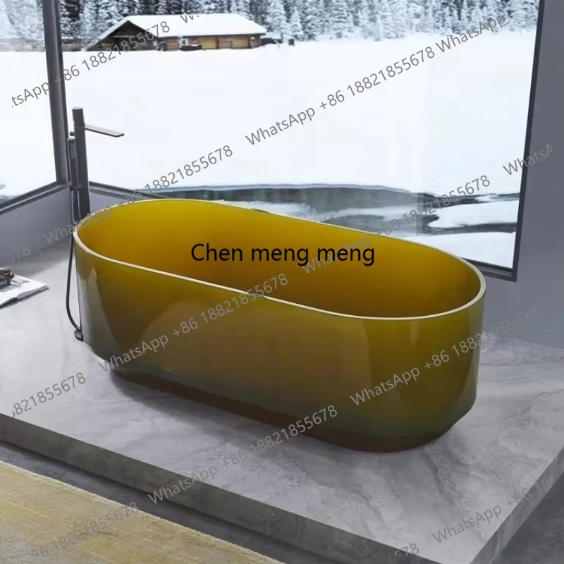 Roewe 1700mm Acrylic Transparent Bathtub Oval Freestanding Crystal Resin Bath Tubs Clear, Hotel Bathroom Soaking Hot
