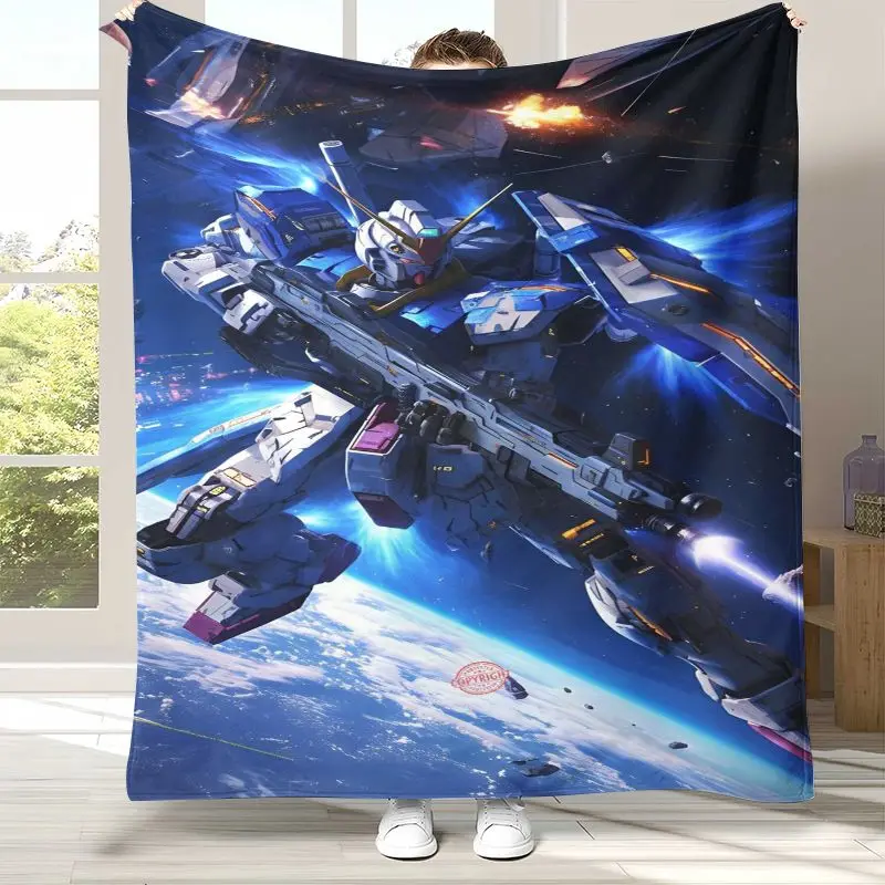 Vintage Gundam Destroy Zeon Cartoon Soft Flannel Throw Blanket,Cozy Blanket for Bed,Sofa,Living Room,Picnic,Camping,Home Decor
