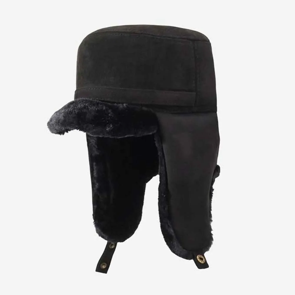 Verdickte Winter-Trapper-Mütze, thermisch isoliert, mit Ohrenklappen, flacher Oberseite, verstellbar, atmungsaktiv, mit Fleece gefüttert, für den Außenbereich. – Detail 8