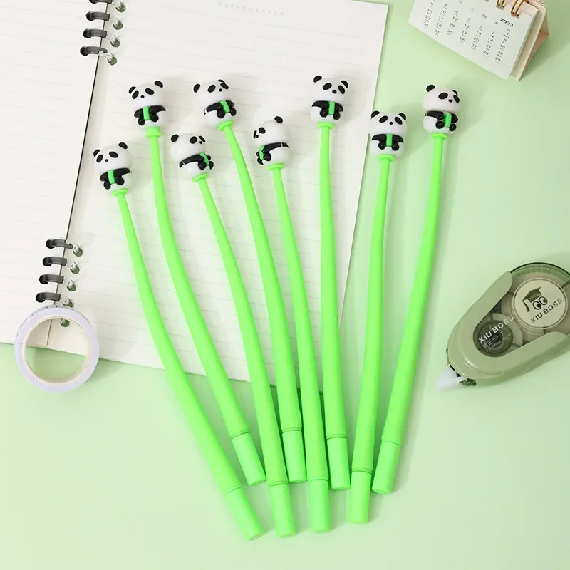 36Pcs Wholesale Creative Soft Rubber Panda Shake Music Gel pens Cartoon Black and White Bear Student Stationery Back to school