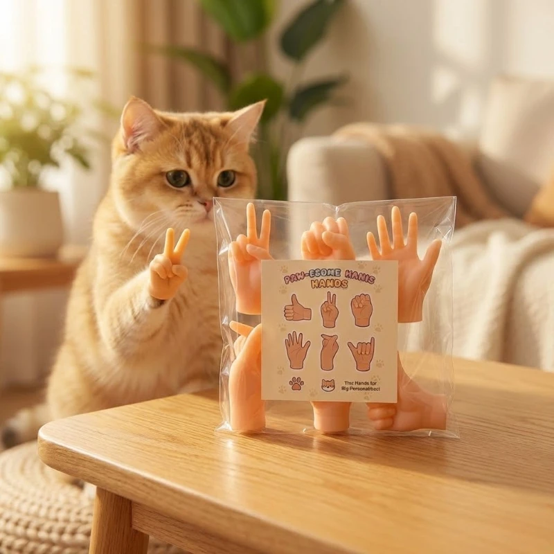 Kreatives Mini-Fingerhände-Katzenspielzeug Interaktiver Neckhandschuh Winzige Hände Puppe Lustiges Scherzgeschenk für Tierliebhaber Neuheiten Artikel für Katzen