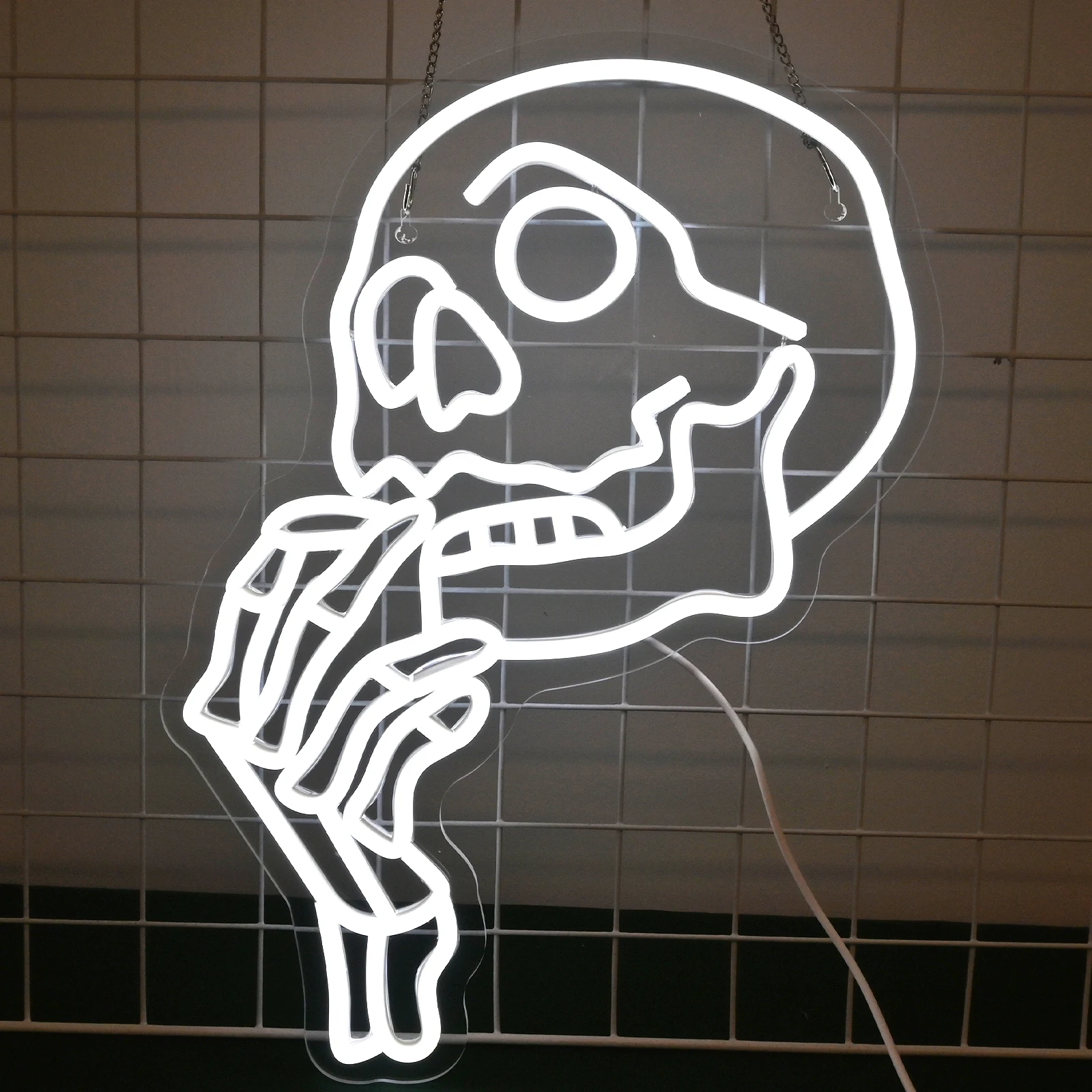 

Skeleton Skull Halloween LED Neon Signs Skull Neon Sign for Wall Dimmable Light Up Signs Hanging Decor Halloween Party Gfit USB