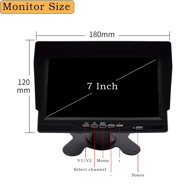 9-36V Desktop Monitor 7 Inch Car Screen Night Vision Rearview Backup Camera IPS Display MDVR LCD Car TV Monitor Assist System
