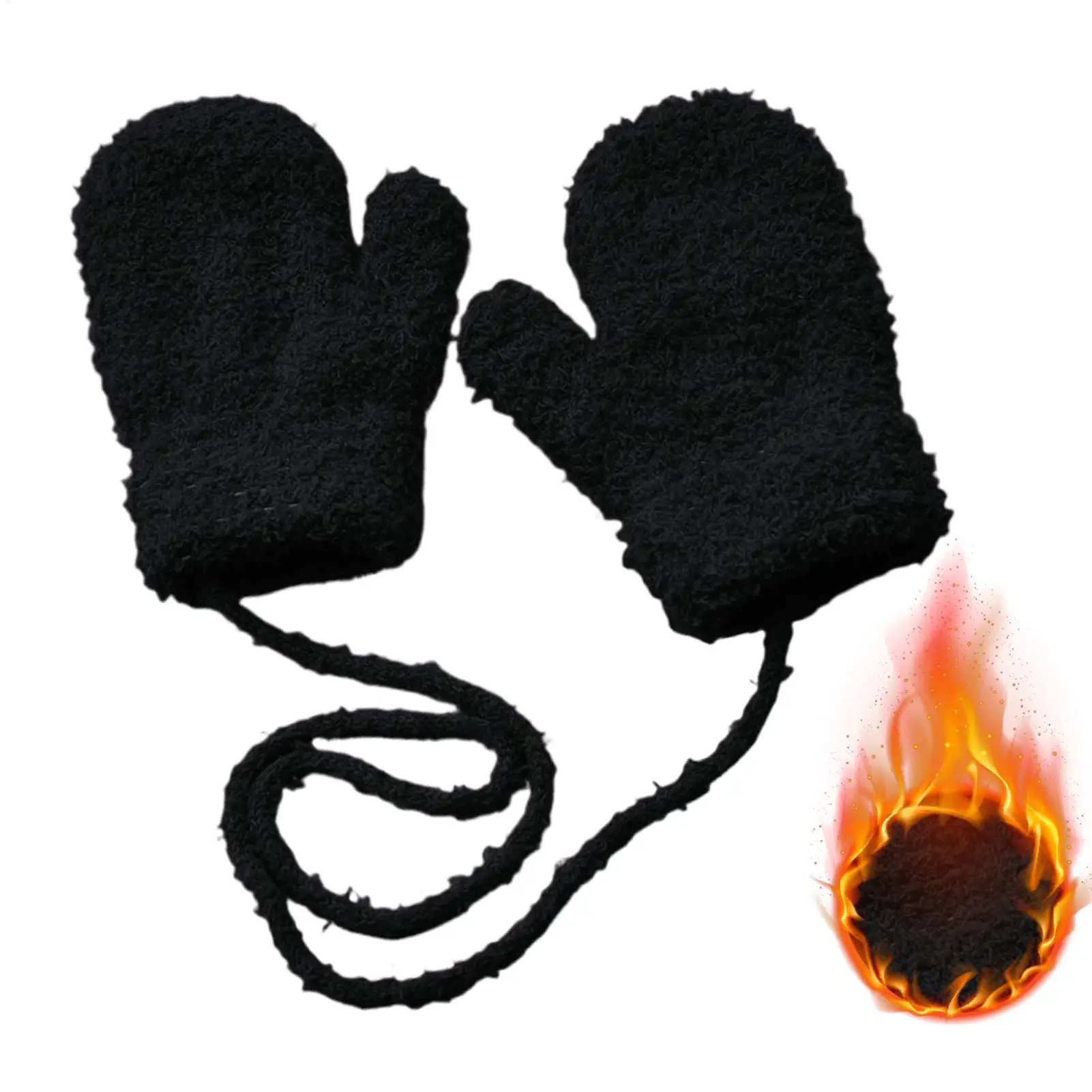 Kleinkind-Fäustlinge, weicher Plüsch, Winter-Thermohandschuhe für Kleinkinder, Thermo-Anti-Verlust-Schutz für kaltes Wetter, Zubehör für 1–3 Jahre alt